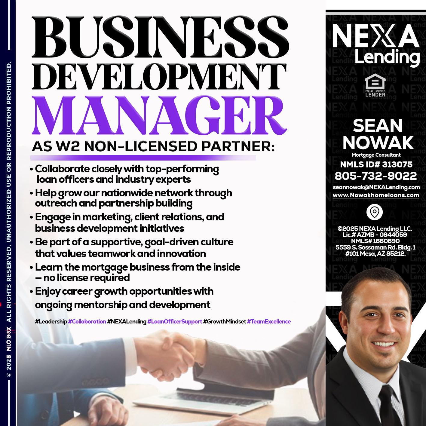 business development - Sean Nowak -Mortgage Consultant