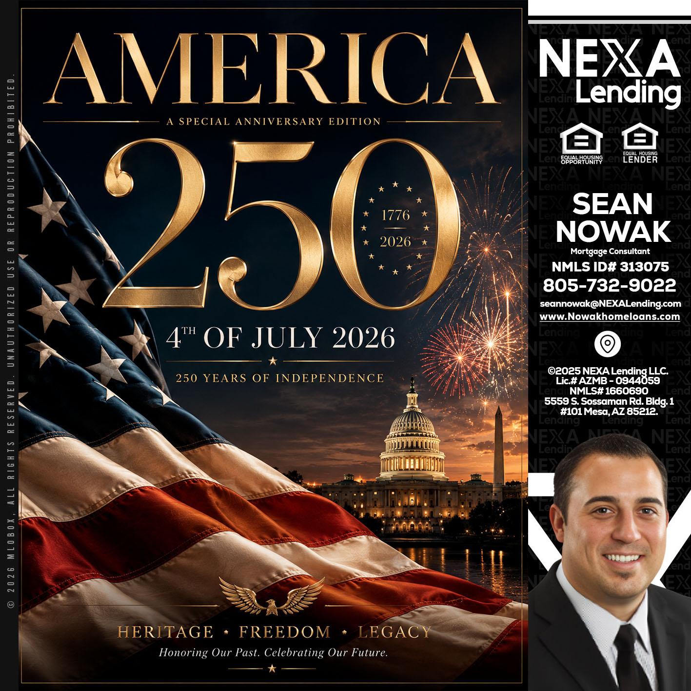 AMERICA 250 TH - Sean Nowak -Mortgage Consultant